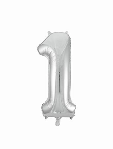 Idena 38226 - Folienballon Zahl, Größe ca. 40 x 100 cm, Silber, ungefüllt, für Helium und Luft geeignet, Zahlenballon, Lebensjahr, Jubiläum, Geburtstag, Geschenk, Dekoration, Party