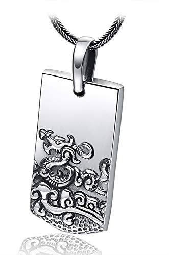 Beydodo Herren Anhänger Sterling Silber 925 Dog Tag mit Gravur Chinesisches Tierkreiszeichen Drachen Anhänger ohne Kette