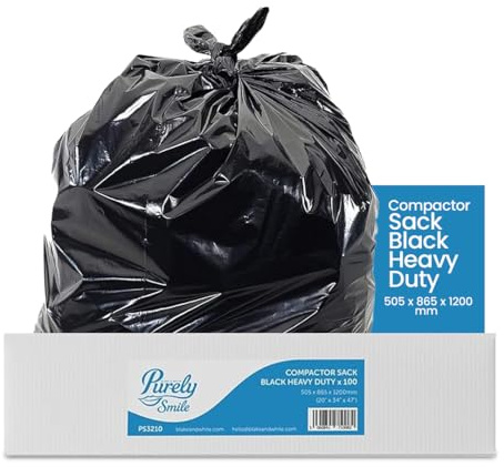 Blake & White PS3210 Purely Smile Compactor Sacks Black | Heavy Duty | Box of 100