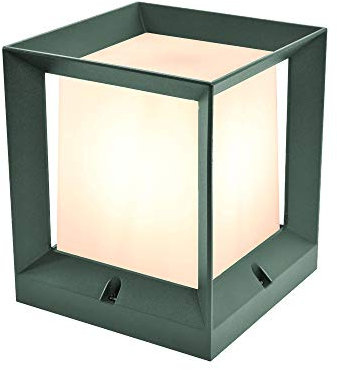 max K O M F O R T Aussenlampe Sockelleuchte Kubische Pfostenleuchte E27 Pfeilerleuchte Aussenleuchte Standleuchte Wegeleuchte Gartenlampe PAX 1425 Olivgrün (klein Olivgrün)
