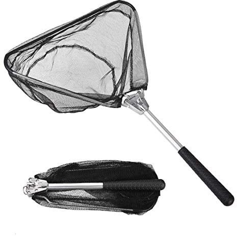 MI CASA Fishing Net Fishing Landing Net Fixed Pole Handle Durable Nylon Material Mesh for Bird Fish Catch Release Lightweight Portable Aluminum Alloy Frame, 55cm Total Length