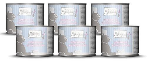 MjAMjAM - Premium Nassfutter für Katzen - blanchierte Pute mit reichlich Lachs an Soße, 6er Pack (6 x 185 g), getreidefrei mit extra viel Fleisch