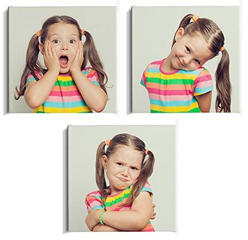 LolaPix Personalisiertes Bild. Personalisierte Leinwand mit Foto. Fotoleinwand. Fotoleinwand. Personalisierte Geschenke. Verschiedene Größen. Satz von 3 Leinwänden. Größe 30x30cm