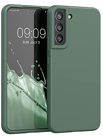 kwmobile Hülle kompatibel mit Samsung Galaxy S22 Plus Hülle - Silikon Handy Case - Handyhülle weiche Oberfläche - kabelloses Laden - Tannengrün