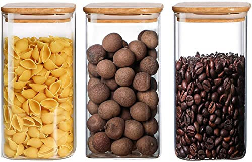 LooHome 1100ml Vorratsgläser mit Deckel 3er Set,Glasversiegeltes Glas mit Löffel, um Zutaten, Trockenfrüchte, Getreide, Mehl usw. zu lagern