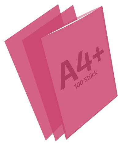 REIF Hamburg 14004 Hüllen A4+ rot, DIN A4 Überformat, 100 Stück aus PE Stärke 0,160 mm, dokumentenecht, Dokumentenhülle kurze Seite offen, Made in Germany