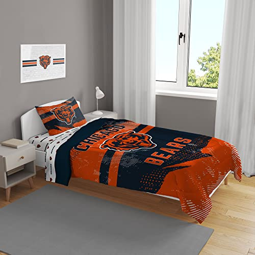 Pegasus Home Fashions Chicago Bears Slanted Stripe 4-Piece Twin Bed Set
