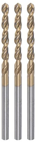 HARFINGTON 3pcs Twist Drill Bits 3mm Titanium Coated (HSS-E) M42 High Speed Steel 8% Cobalt Straight Shank for Stainless Steel Aluminum Alloy Metal