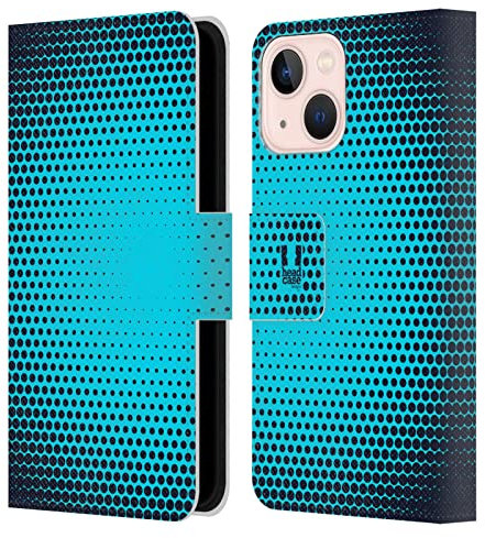 Head Case Designs Azul Radial Tonos Medios Carcasa de Cuero Tipo Libro Compatible con Apple iPhone 13 Mini