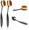 RUCUDIM Pinceau de maquillage, pinceau de maquillage liquide, pinceau de fond de teint, pinceau de contouring, pinceau ovale de qualité supérieure pour mélanger et contourner avec couvercle (noir)