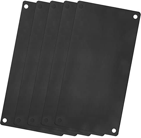 sourcing map Etiquetas en Blanco de Acero Inoxidable, Tarjeta Vacíos Grabado Rectangular 80x50mm con 4 Orificios para DIY Placa de Identificación de Máquina Etiqueta, 5 Piezas Negro