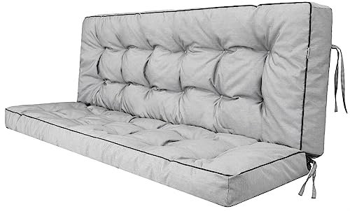 shivler Kissen für Hollywoodschaukel und Gartenbank Gartenkissen Gartenbankauflage Bankauflage Bankkissen Garten Gartenmöbel Schaukelkissen (150 cm, Aschgrau)