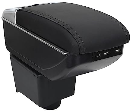 OYHCM Accoudoir Centrale pour VW POLO Mk5 6R Vento 2002-2009, Rangement Intégré, Cuir Noir, Facile à Installer, Accessoire Intérieur Voiture