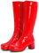 Stivali Alti Color Caramella Lucidi Donna,Stivali Cavallerizzo Zip Laterale per sfilate di Moda Casual,Stivali al Ginocchio Tacco Pelle Verniciata Sexy,Rosso,46 EU