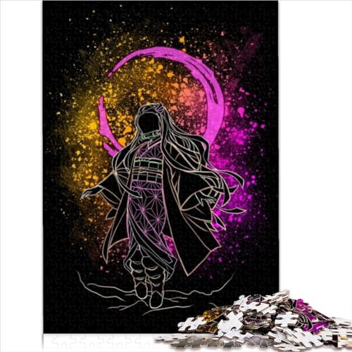 Puzzle 1000 Teile Puzzle Schatten von Nezuko für Kinder, Holzpuzzles, Heimkunstdekoration (Größe 75x50cm)
