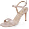 GENSHUO Sandali da Donna con Tacco, Punta Aperta con Tacco Alto 8 cm, Sandali in Raso Scarpe Eleganti Estive Abito da Ballo per Feste Slingback con Cinturino alla Caviglia, Raso Color Pelle, 37 EU