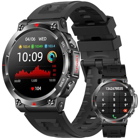 IMFRCHCS Reloj Inteligente Hombre, 1.39 Smartwatch con Llamadas, Pulsómetro SpO2, Monitor de Sueño, Podómetro, IP67 Impermeable Pulsera Actividad 140+ Modos Deportivos Android iOS