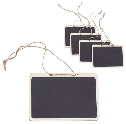 DELORIGIN 10 Stück Mini Kreidetafeln Aus Holz Zum Aufhängen, Mini Tafeln Zum Beschriften Tafel Klein Nachrichtentafel Anhänger Kreidetafel Klein Für Hochzeiten Partys Weinflaschen Whiskey Buffet 6x8cm