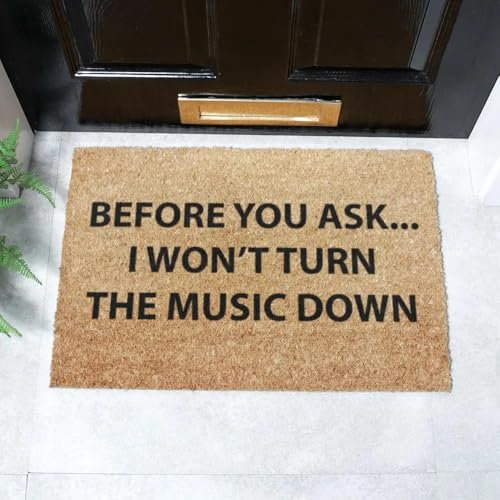 Artsy Mats - Loud Music Doormat - Made from Tufted Coconut Fibre - Non-Slip Natural Rubber Backed Door Mats Indoor - Heavy Duty, Decorative Outdoor Mats (60x40cm)