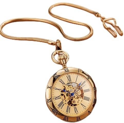 YIHANSS Luxus Kupfer Silber Automatische Mechanische Taschenuhr Uhr Fob Kette Uhr Männer Römische Zahlen Uhr Taschenuhren