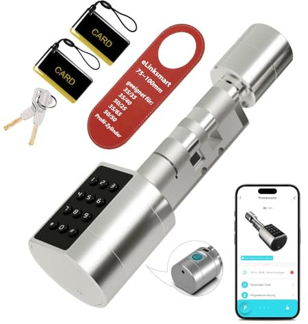 Cerradura electrónica de puerta 70 mm 35/35 hasta 100 mm 50/50 tamaño conmutable con llave huella dactilar aplicación Tuya autorización remota adecuada para puertas de la mayoría de la UE – Cerraduras