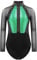 Fldy Kinder Turnanzug Mädchen Glitzer Langarm Gymnastik Trikot Metallic Mesh Patchwork Tanz Ballettbody Leotard Mit Strass Wettkampf Tanzkleidung Grün 122-128