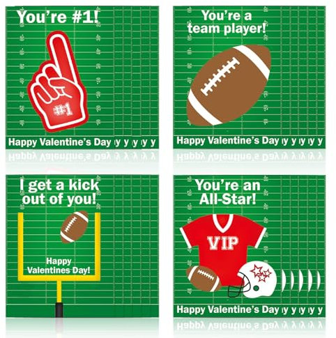 24 Stück Valentinstags-Sport-Grußkarten, Sport-Rugby-Karten, Valentinstag, Rugbyball, Geschenkkarten, Sport-Thema, Geschenkanhänger, lustige Valentinstags-Austauschkarten für Schule, Klassenzimmer,