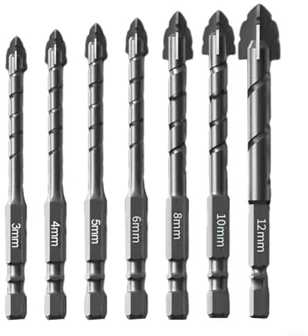 ComfyHarbor 7 Pcs Eccentric Drill Bits Set, Hex Shank Cross Serrated Drill Bit For Precision Drilling Of Glass Tiles And Concrete Perforating Slabs