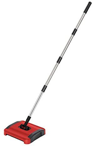 Kexpsogy Manual Sweeper Broom Carpet Sweeper Broom Rotatory Brush Sweeping Machine Floor Sweeper Built-in Trash Can