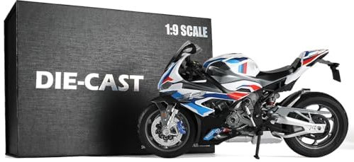 Risopen 1:9 Motorrad Modell kompatibel für BMW M 1000RR Metall Druckguss Motorrad Modell Keine Montage erforderlich Mini Finished Moto Geschenk für Erwachsene (Weiß)