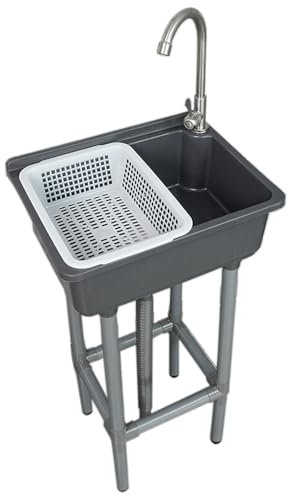 XRB2050 Lavandino del Bagno, 43x32x83 cm / 17x12x33 Pollici Lavabo del Bagno, Lavatoio in Resina per WC Bagno Lavanderia Garage Uso Comune D Rubinetto