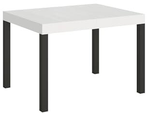 Mesa extensible de 70 x 110/194 cm, color blanco fresno, marco antracita
