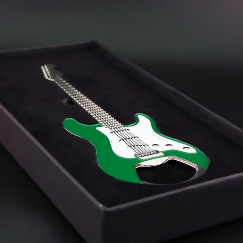 Electric Guitar Bottle Opener – 16cm Metal and Enamel Design in Iconic Colours, with Authentic Detailing and Integrated Opener (Forest Green)