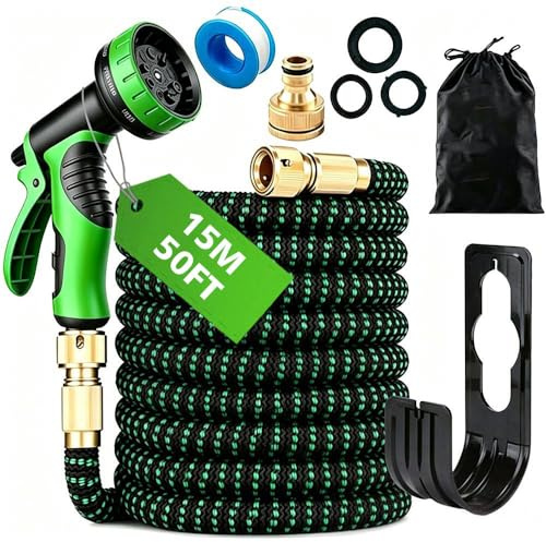 Blendra Expandable Garden Hose 50FT - Hosepipes for Garden Water Hose with 10-Way Spray Nozzle (3/4 & 1/2 Connectors) for Outdoor Gardening, Lawn Care & Home Use - Lightweight Durable