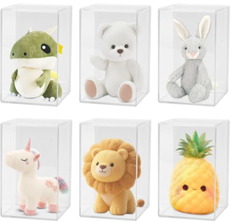 Gohytal 6 Stück Acryl-Vitrine für Mini-Figuren, wandmontierte staubdichte Vitrine für Pop-Mini-Figuren, transparente Acryl-Vitrine, Mini-Schutzvitrine mit ID