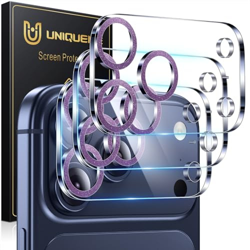 UniqueMe für iPhone 17 Pro Max Kameraschutz - 3 Stück, Diamant Tiefviolett | Vollständige Abdeckung Kameraschutz für iPhone 17 Pro Max Kamera Schutz, 9H Härte Ultra-Klar, Bruchsicher, Kratzfest