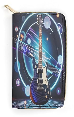 LZQPOEAS Portafoglio magico per chitarra elettrica per uomo donna porta carte di credito minimalista portafoglio lungo portafoglio in morbida pelle PU portafoglio portamonete con cerniera