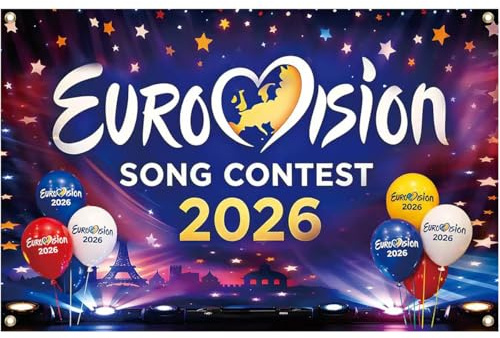 Eurovision Song Contest Banner,180 x 110cm Eurovision Party Banner,Eurovision Song Contest 2026,Eurovision 2026 Deko,Eurovision Song Contest Deko,Perfekt für ESC-Partys,Public Viewing & Kneipen