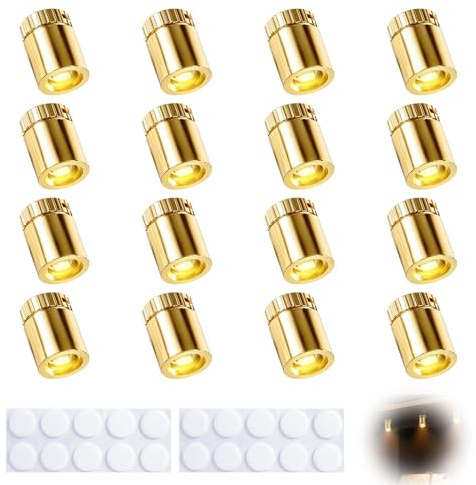 16 Pcs Mini LED Lights, Warm White Small LED Lights with Batteries, for Miniature Models DIY Tiny LED Lights for Crafts Decoration Paper Lanterns Weddings and Party Decor Gold