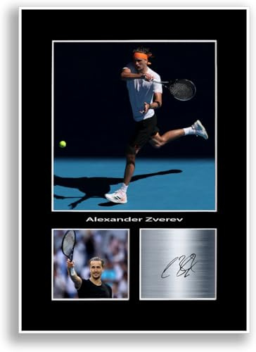 LJW Prints Alexander Zverev Tennisspieler-Champion, A4-Druck, signiertes Autogramm, Fotoposter, Geschenk für Tennis-Fans