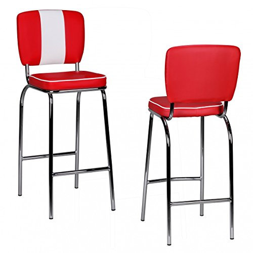 KADIMA Design Barstuhl American Diner 50er Retro Rot Weiß Barhocker Tresenstuhl