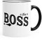 MoonWorks Kaffee-Tasse Chef-Tasse The Boss mit Farbiger Kante schwarz Unisize