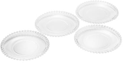ZKMAGIC Wolff Coração Pearl Conjunto de Pratos de Cristal 4 Peças, Transparente, 20 cm