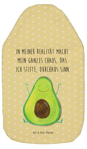 Mr. & Mrs. Panda Wärmflasche Avocado Glücklich - Geschenk, Gesund, Wärmflasche mit Bezug, Bettflasche, Körnerkissen, Kleine Wärmflasche, Veggie,