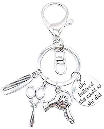 Porte-clés créatif avec peigne et ciseaux pour coiffeur