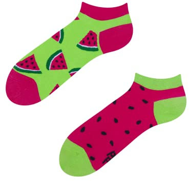 Dedoles Calzini Unisex Donna Uomo & Bambini Calze Cotone con tanti Design divertenti sinistra destra diversi, colore: Rosa, disegno: Anguria (alla caviglia), taglia: 43-46