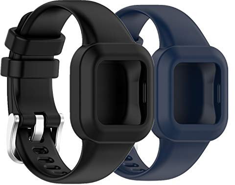 Muovrto Armband für Garmin vivofit jr.3,Silikon Smartwatch Ersatzarmbänder (Schwarz/Dunkelblau)