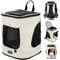 CADOCA® Haustierrucksack bis 20 kg verstellbare Gurte faltbar Kurzleine Haustier Tragetasche Hunderucksack Katzenrucksack Katze Hund Rucksack Beige