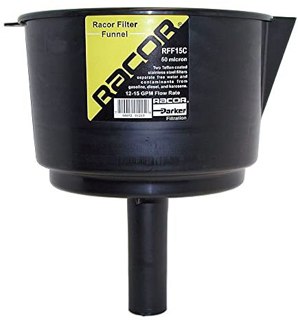 Parker Racor Entonnoir de Filtrage pour Carburant, Diesel, Essence à 50 mic et Séparateur d'Eau à 100%, Protection pour Véhicules, Bateaux, Tracteurs pendant le Ravitaillement, Débit 45 l/m | RFF15C