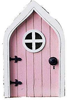 Ttiy Feentüren aus Holz, Miniatur-Gartenskulptur, Statuen, Hof, Kunststatue, Dekoration (Pink)